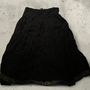 Vintage Fashion Village Black Brocade Maxi Skirt
